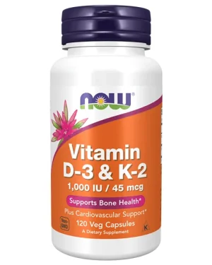 NOW Foods, Vitamin D-3 & K-2, 120 Capsules